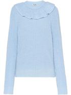 Miu Miu Ruffle Knitted Sweater - Blue
