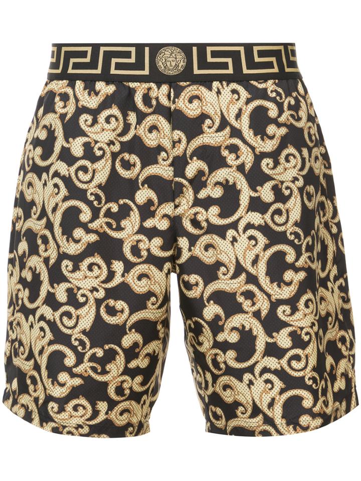 Versace Baroque Print Swim Shorts - Black