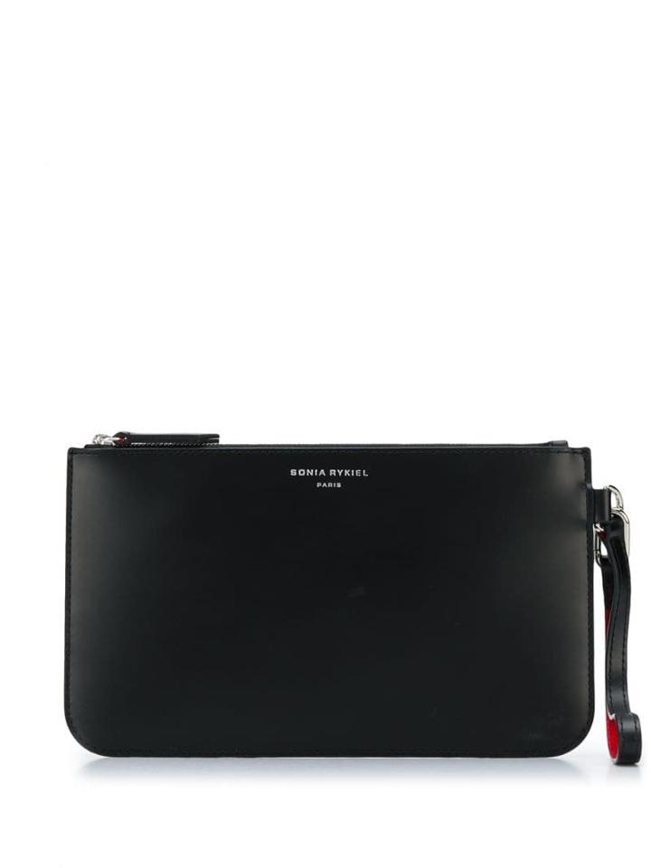 Sonia Rykiel Engraved Logo Clutch - Black