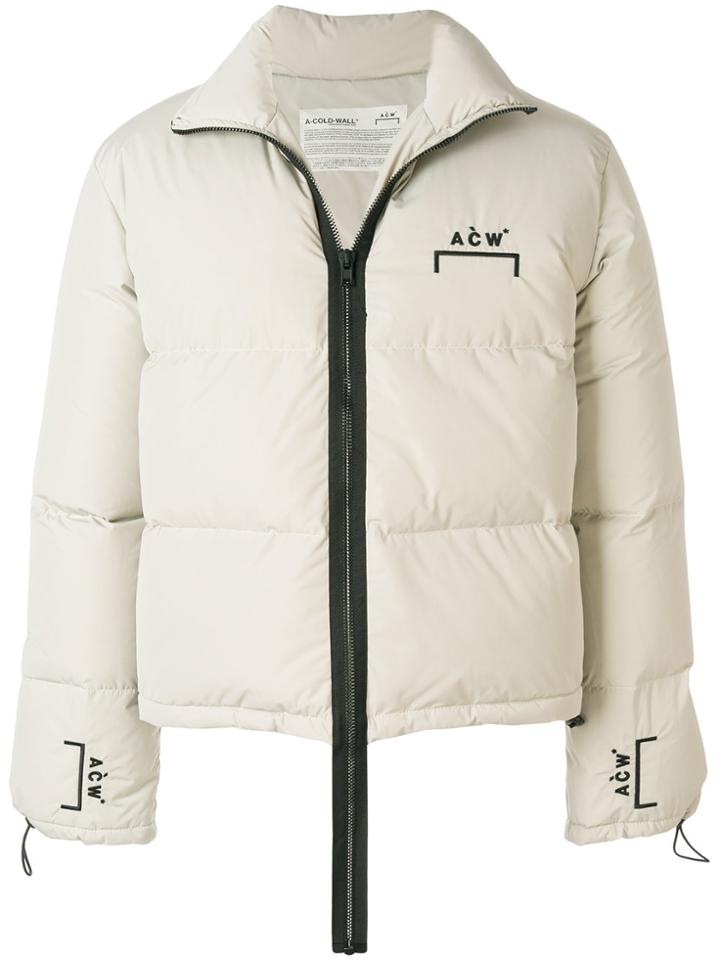 A-cold-wall* Quilted Jacket With Logo Print - Nude & Neutrals