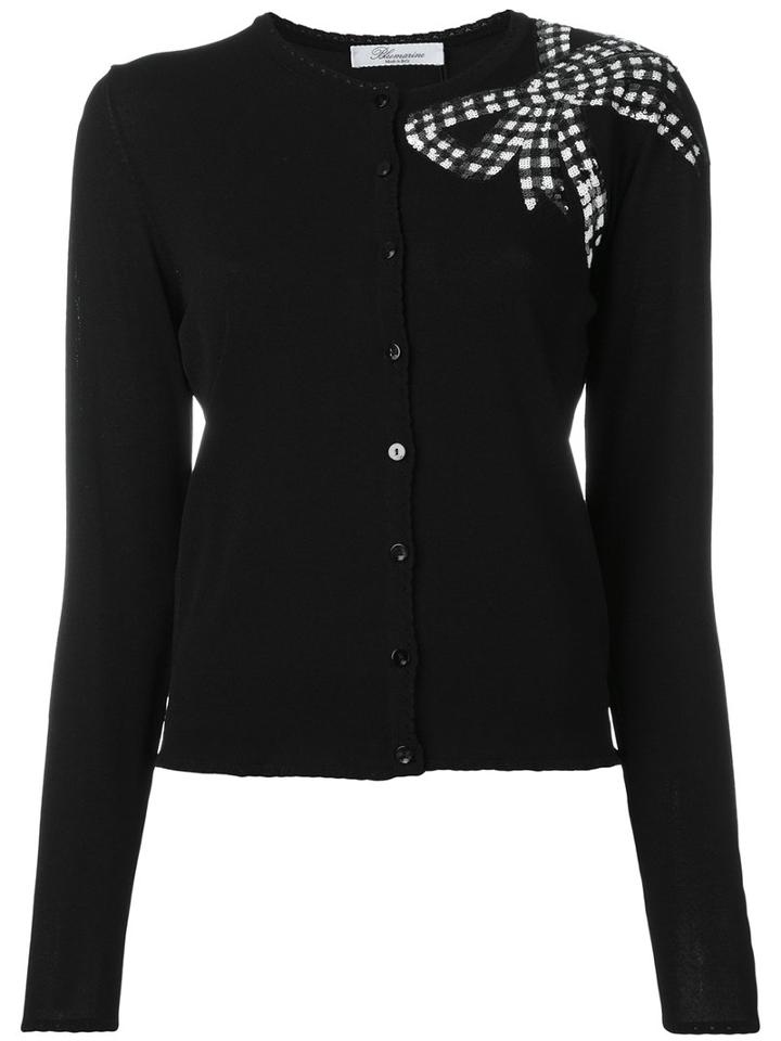 Blumarine Sequin Bow Cardigan, Women's, Size: 42, Black, Polyamide/viscose
