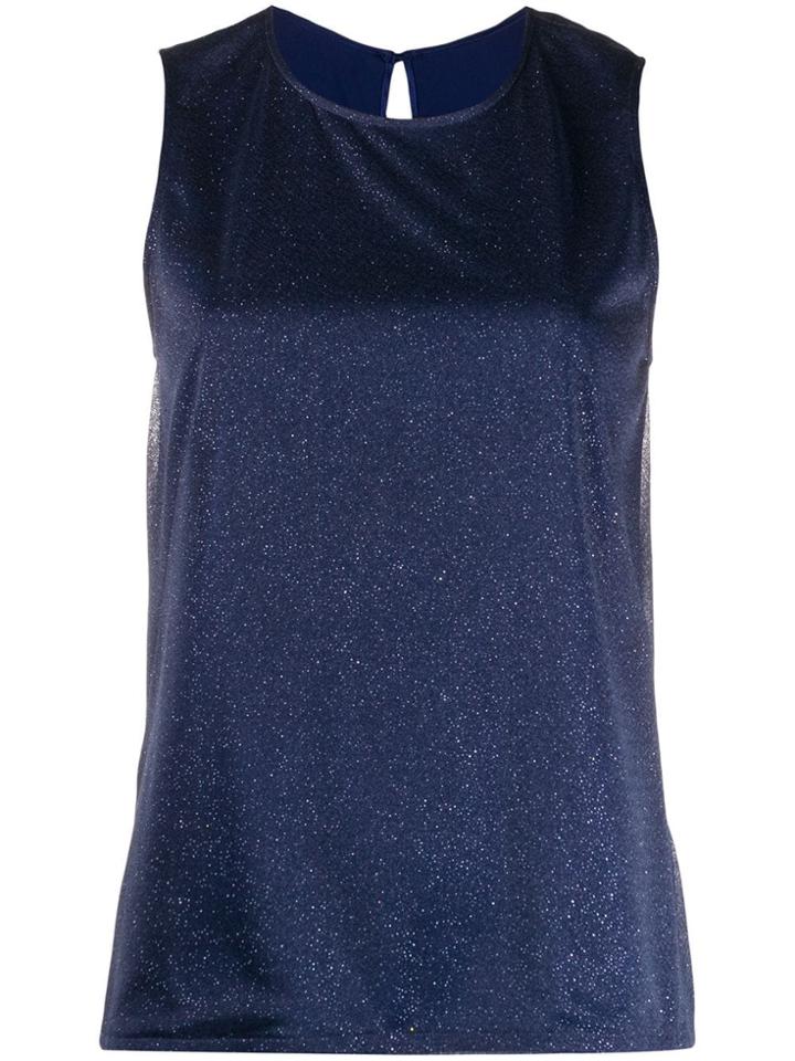 Styland Lurex Sleeveless Blouse - Blue