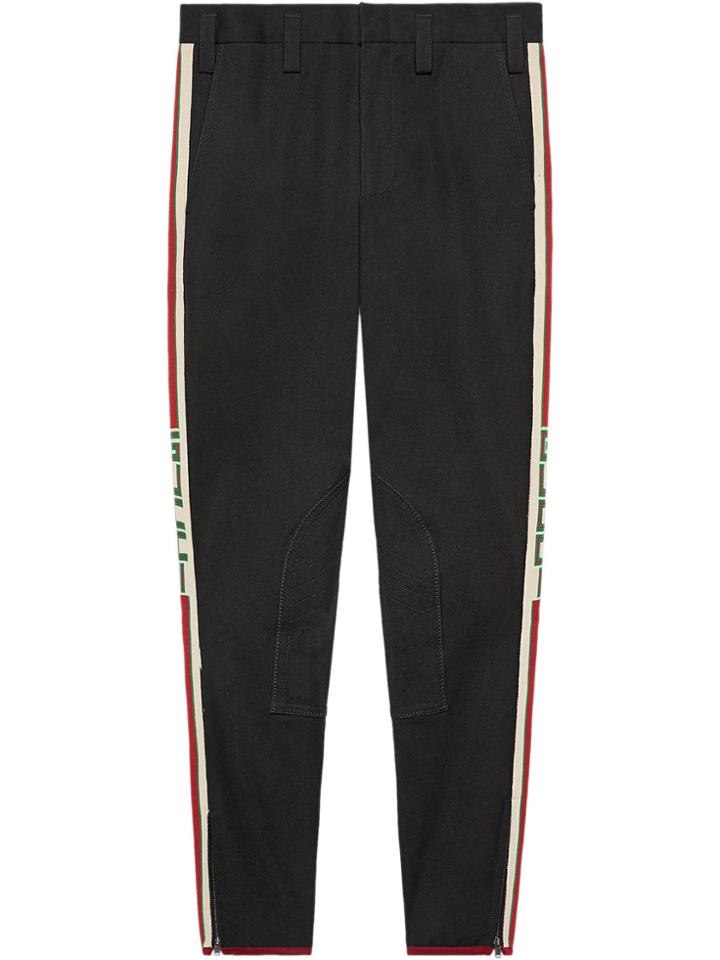 Gucci Gabardine Stretch Pants With Gucci Stripe - Black