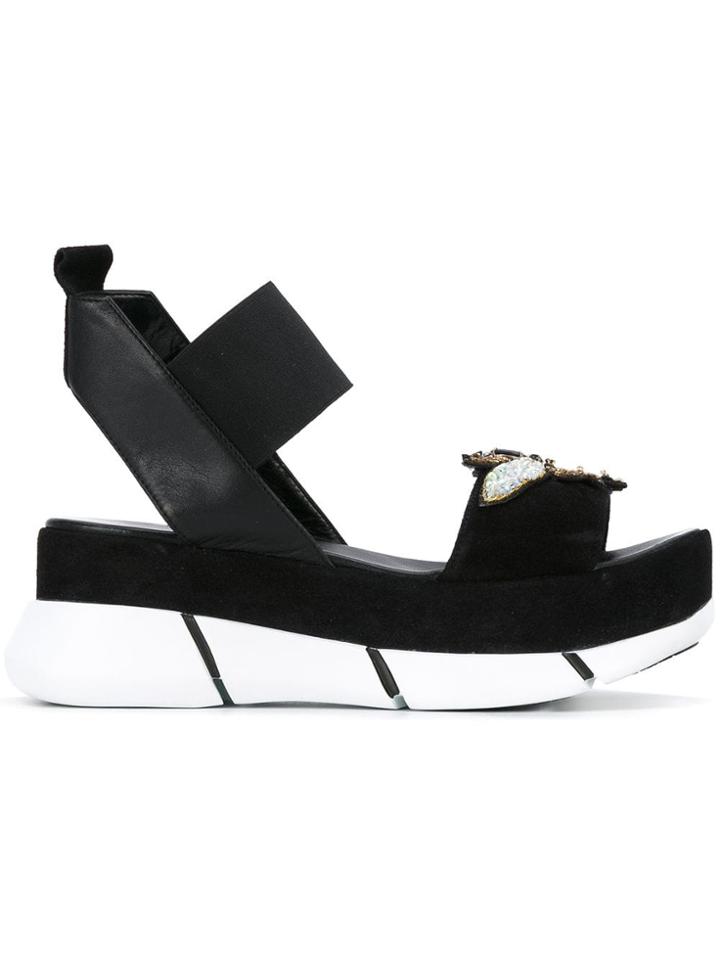 Elena Iachi Embellished Platform Sandals - Black