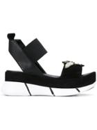 Elena Iachi Embellished Platform Sandals - Black