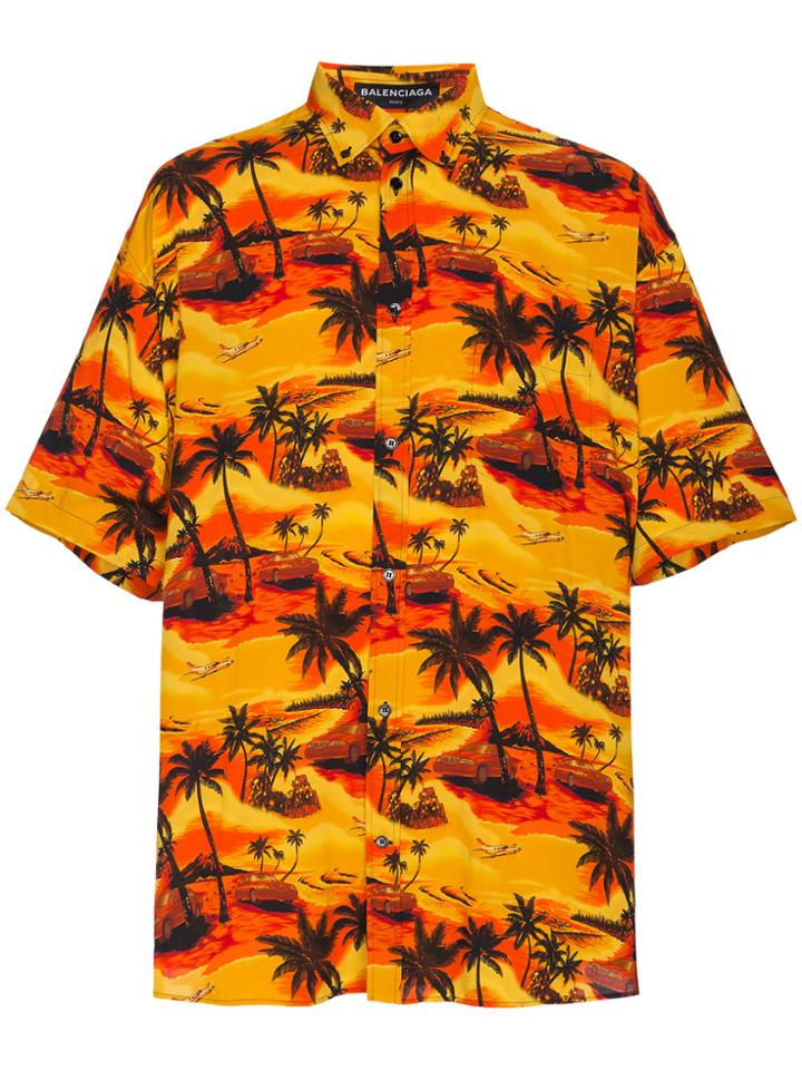 Balenciaga Norm Fit Hawaiian Shirt - Yellow & Orange