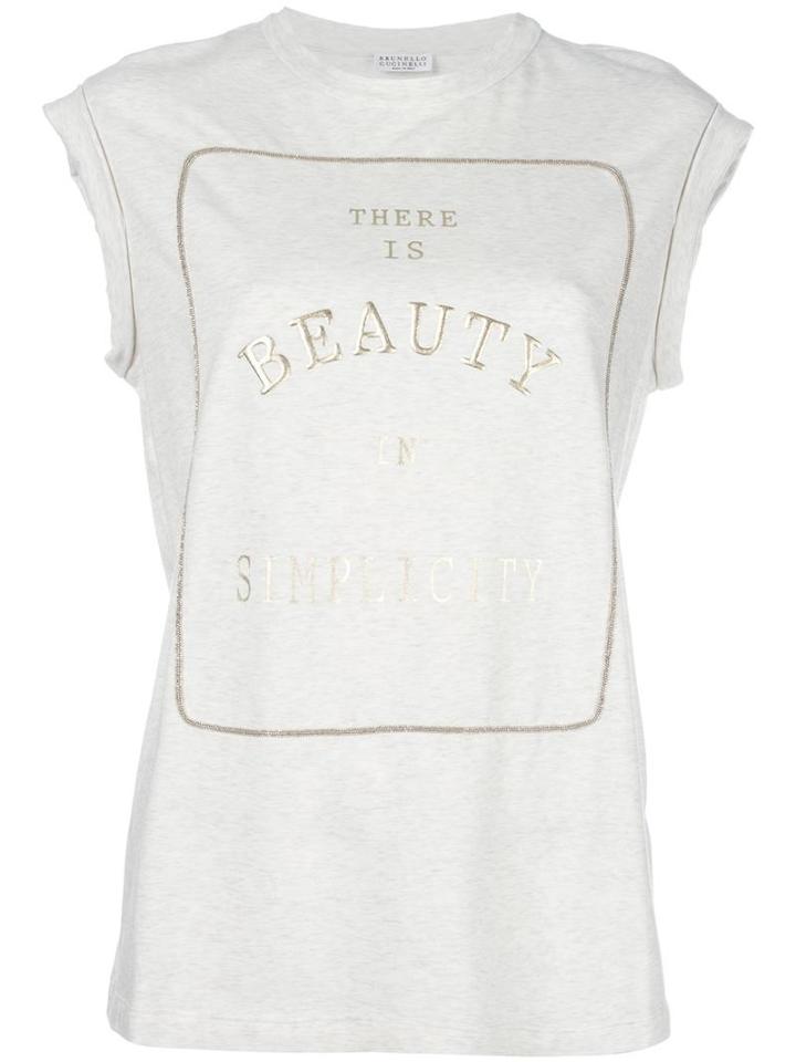 Brunello Cucinelli Gold-tone Print Tank, Women's, Size: Large, Nude/neutrals, Cotton/spandex/elastane