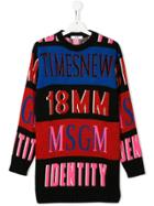 Msgm Kids Striped Intarsia Knit Jumper - Red