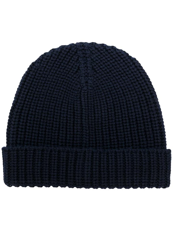 Eleventy Ribbed Knit Beanie - Blue