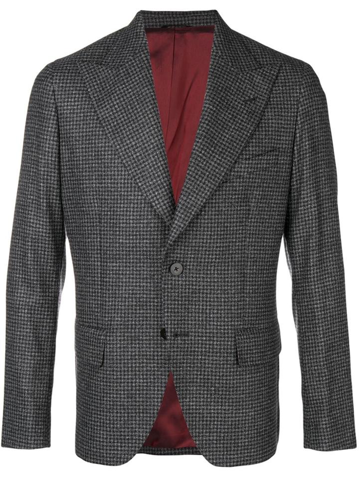 Leqarant Checked Suit Jacket - Black