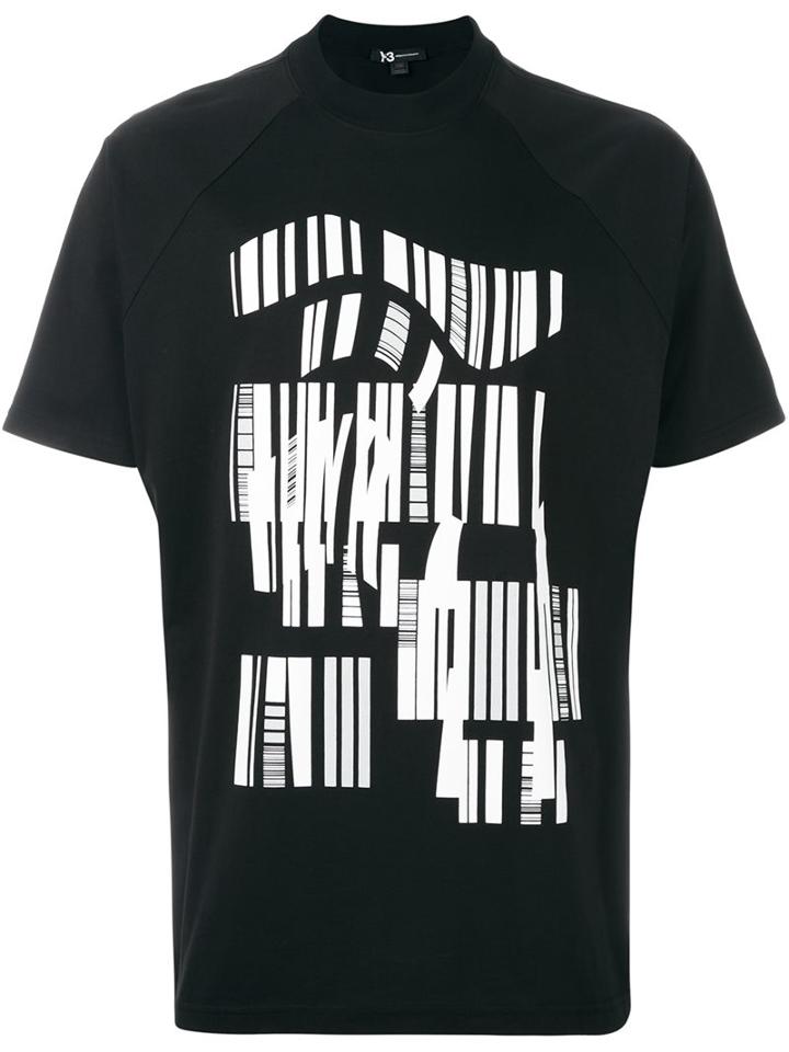 Y-3 Abstract Print T-shirt, Men's, Size: Small, Black, Organic Cotton