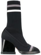 Santoni Ribbed Knit Sock Boots - Black