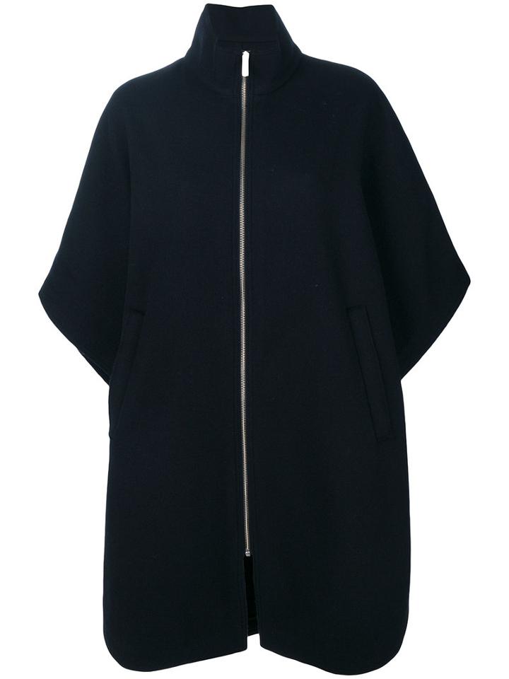 Toteme - Zipped Cape Poncho - Women - Wool/polyamide - M/l, Blue, Wool/polyamide