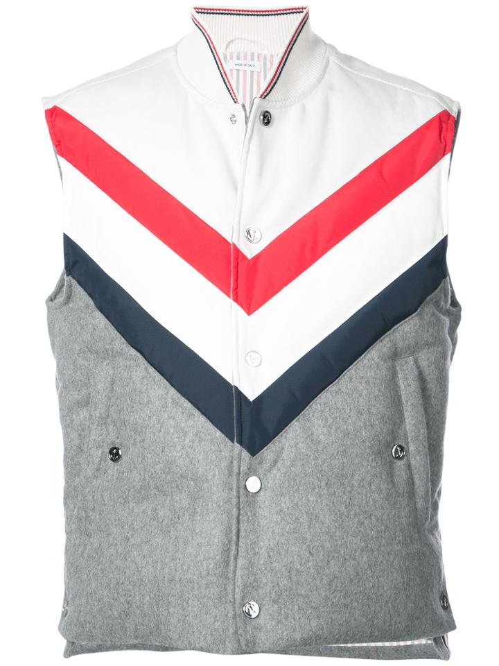 Thom Browne Downfilled Chevron 5-button Vest In Medium Grey Cashmere
