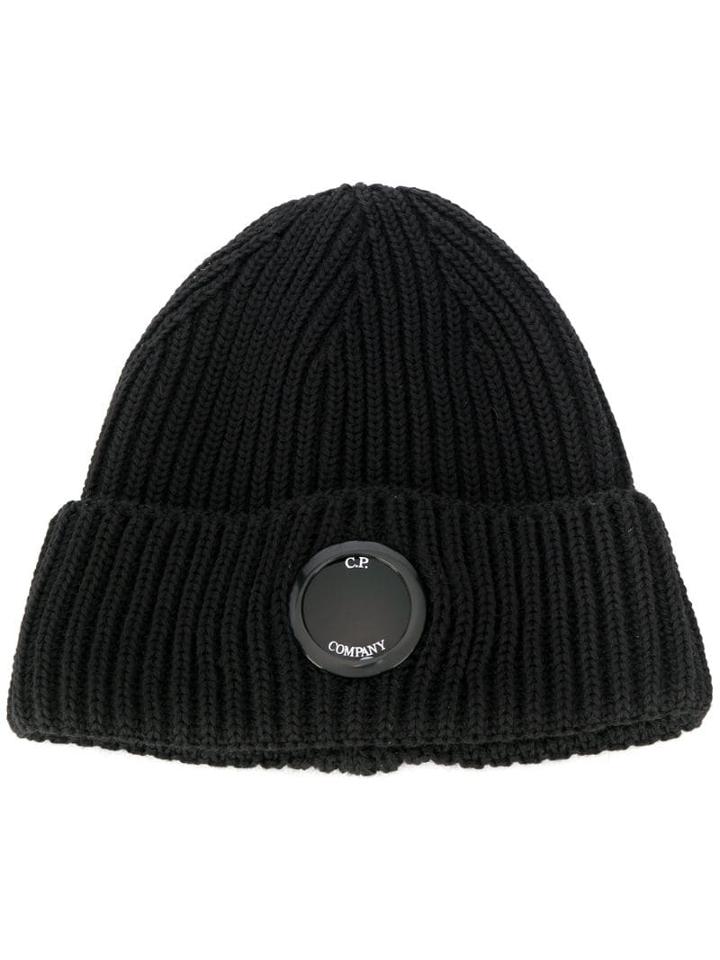 Cp Company Lens Ribbed Beanie - Black