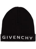 Givenchy Black And White Logo Cashmere And Cotton Beanie