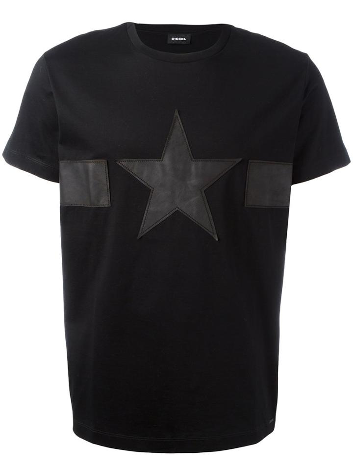 Diesel Star Print T-shirt, Men's, Size: Medium, Black, Cotton