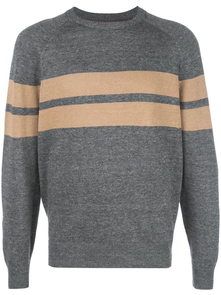 Brunello Cucinelli Stripe Crew Knit Sweater - Green