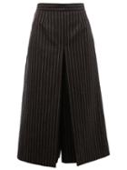 Saint Laurent - Pinstripe Skirt Trousers - Women - Silk/wool - 38, Grey, Silk/wool