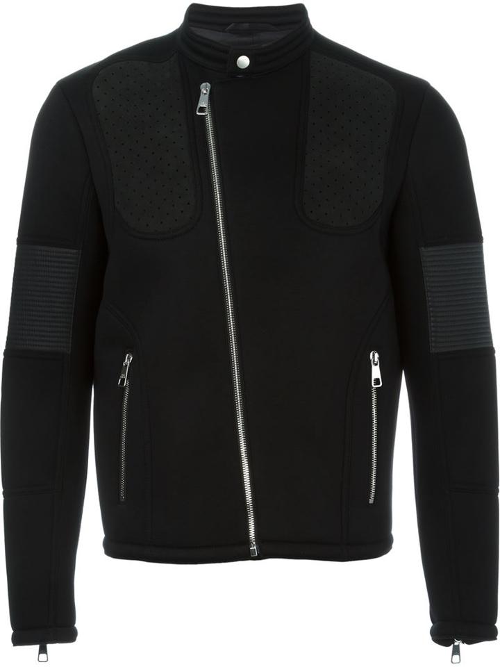 Neil Barrett Panelled Biker Jacket, Men's, Size: Xxl, Black, Viscose/polyester/polyurethane/viscose