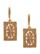Oscar De La Renta Rectangular Embellished Earrings - Gold