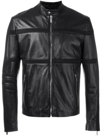 Dirk Bikkembergs Mesh Stripe Jacket, Men's, Size: 50, Black, Leather/viscose