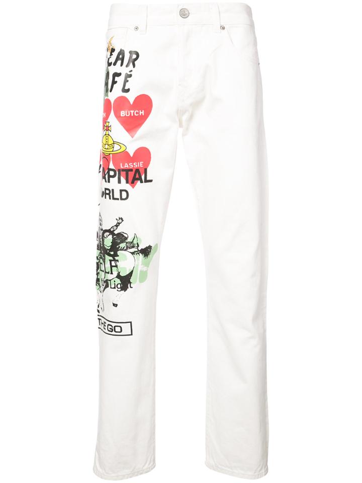 Vivienne Westwood Anglomania Printed Straight Leg Jeans - White