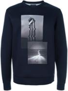 Emporio Armani Photo Print Sweatshirt, Men's, Size: Medium, Blue, Viscose/polyester/cotton