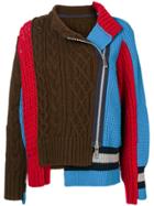 Sacai Zip-up Patch Knit Sweater - Brown
