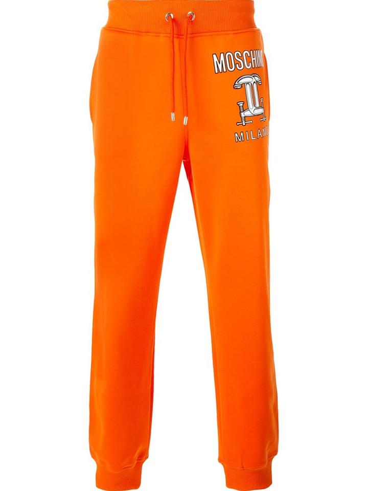 Moschino Interlocking C-clamp Sweatpants, Men's, Size: 52, Yellow/orange, Polyester/cotton