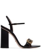 Gucci Marmont 110 Chunky Heel Leather Sandals - Black