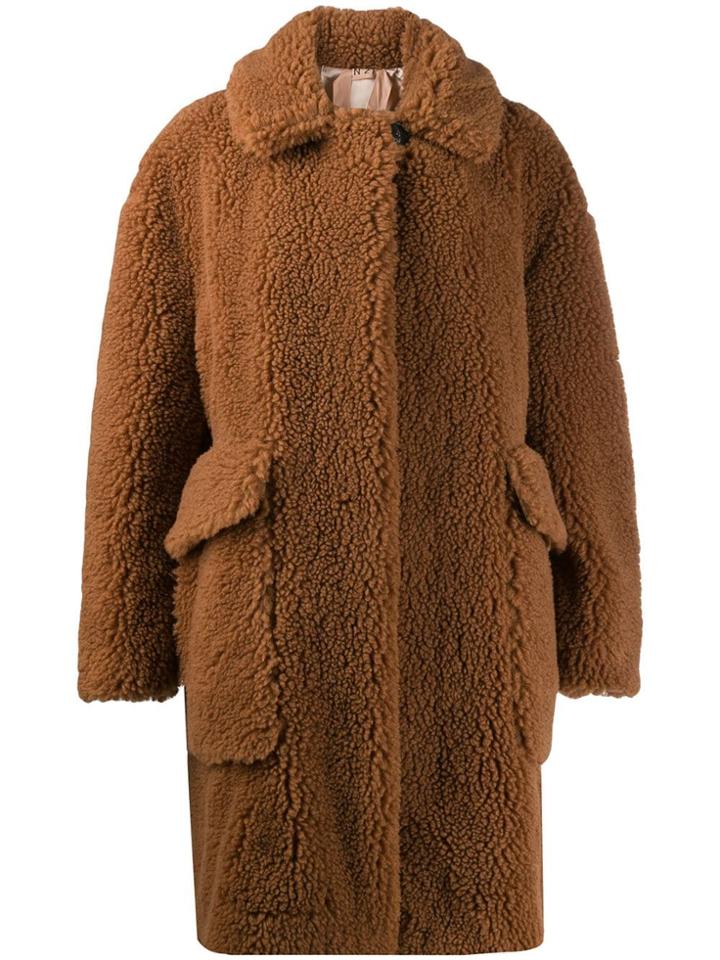 Nº21 Faux-shearling Teddy Coat - Brown