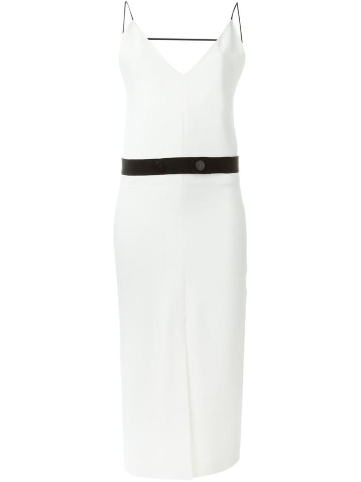 Joseph Strappy Belted Dress, Women's, Size: 36, White, Spandex/elastane/acetate/viscose