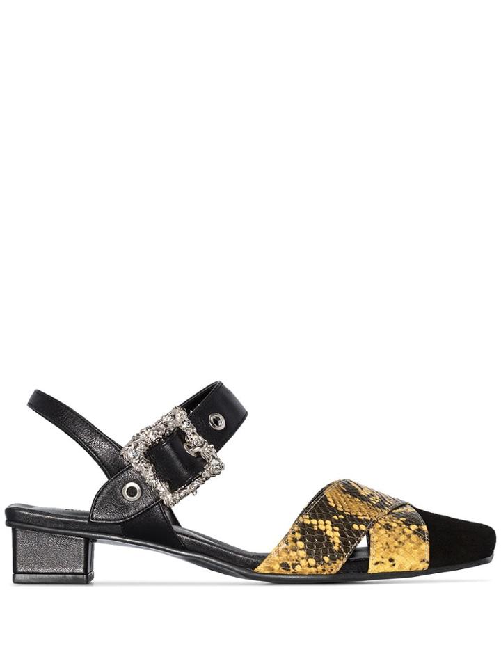 Yuul Yie Bliss 30 Python-effect Sandals - Black