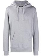 Balmain Velour Back Logo Hooded Sweater - Grey