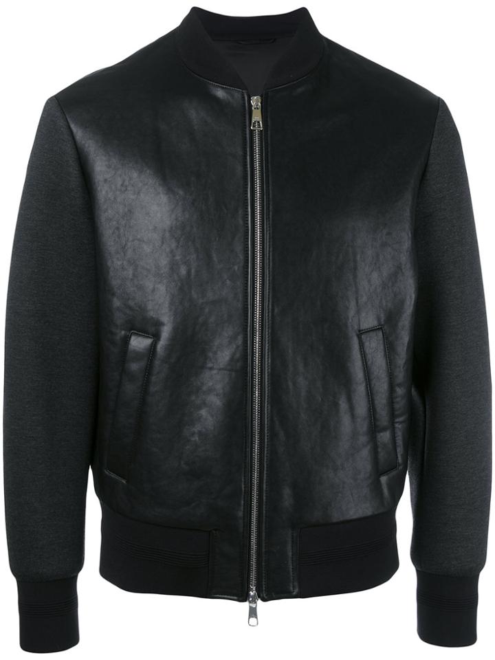Neil Barrett Tattooed Statue Leather Bomber Jacket - Black