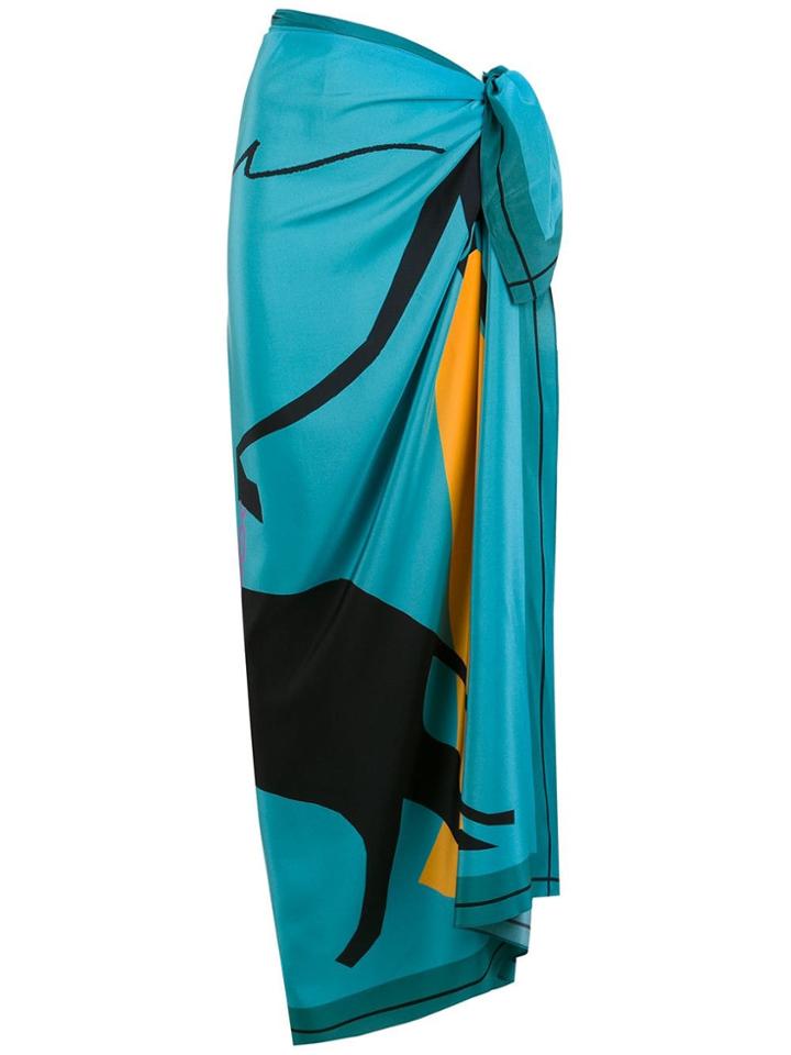 Adriana Degreas Silk Meow Sarong - Blue