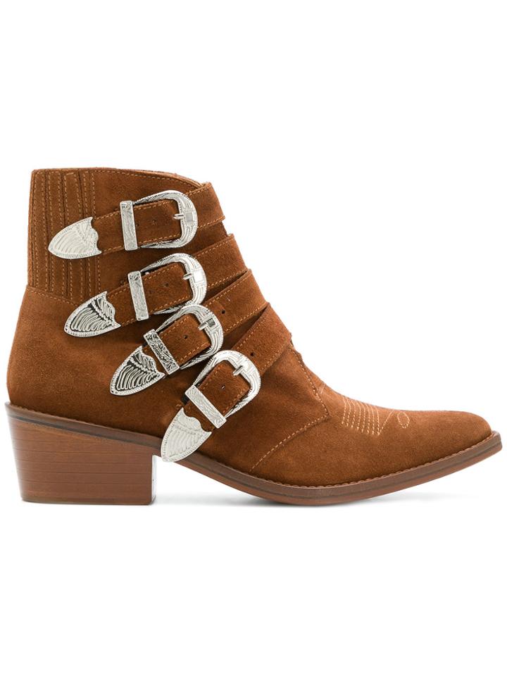 Toga Pulla Buckled Strap Ankle Boots - Brown