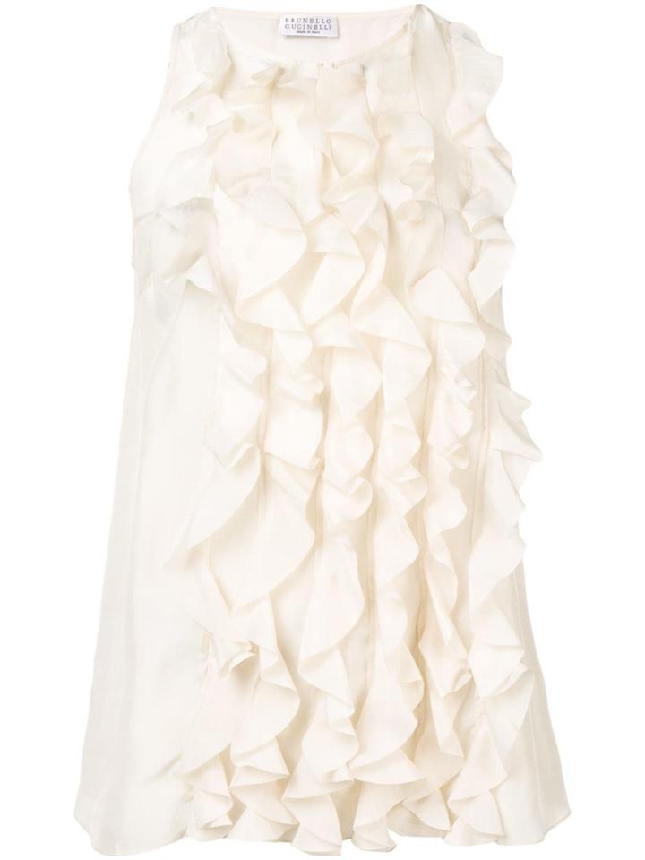 Brunello Cucinelli Front Ruffles Top - White