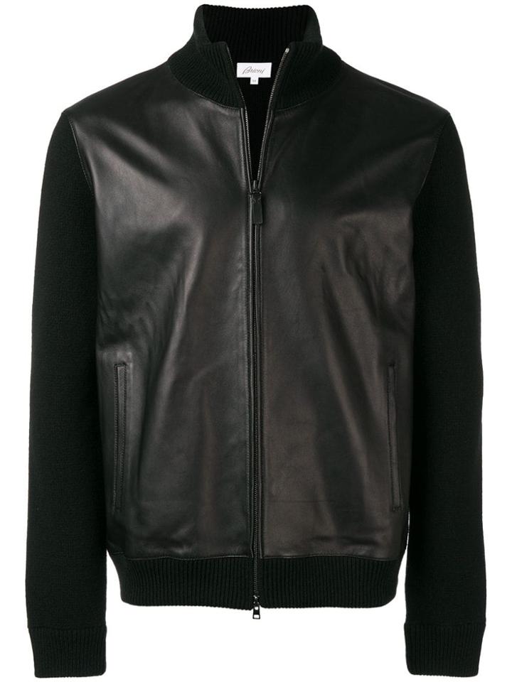 Brioni Knitted Sleeves Jacket - Black