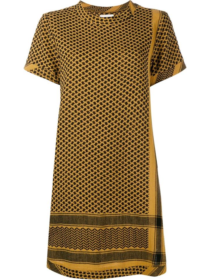 Cecilie Copenhagen Keffiyeh Cotton Short Sleeve Dress - Yellow &