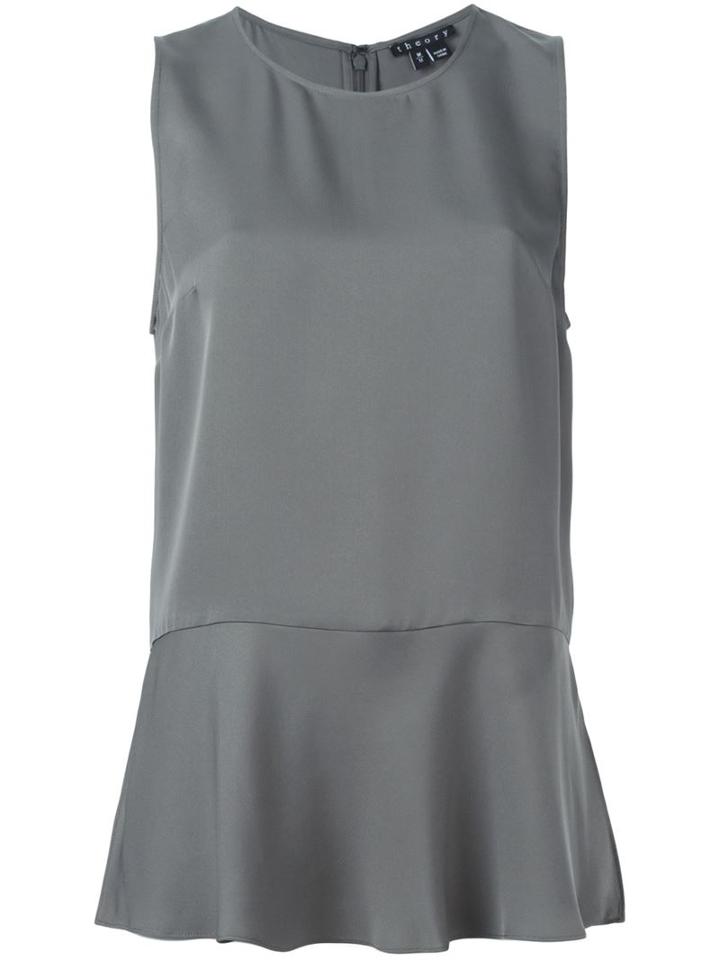 Theory Peplum Hem Tank Top, Women's, Size: S, Grey, Silk