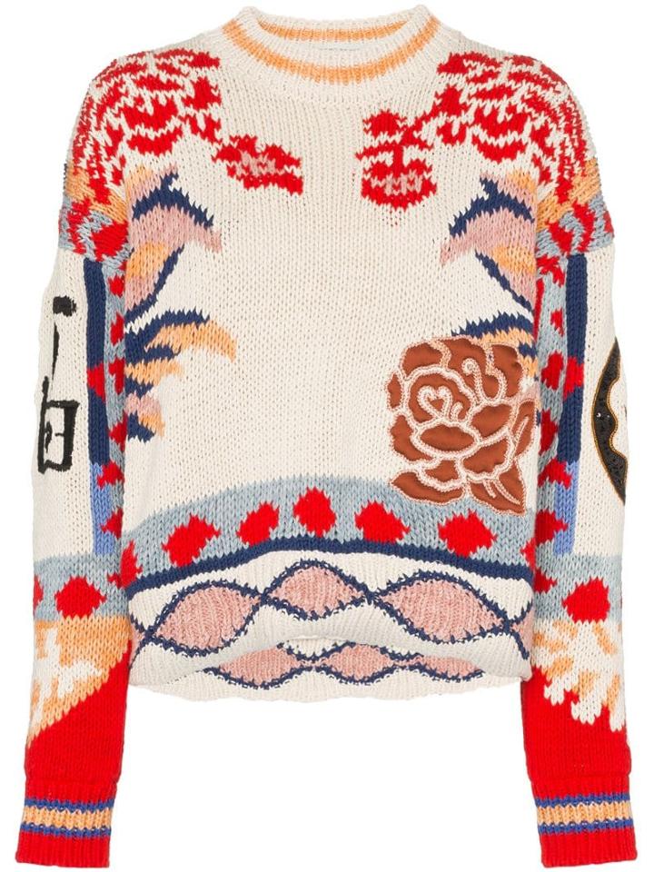 Etro Floral-intarsia Cotton Jumper - 108 - Multicoloured