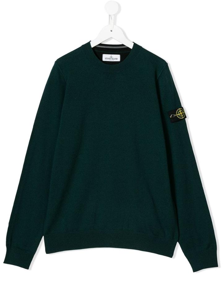 Stone Island Junior Teen Round Neck Jumper - Green