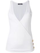 Balmain - Crisscross Sleeveless Top - Women - Cotton/viscose - 34, Women's, White, Cotton/viscose