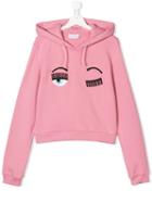 Chiara Ferragni Kids Teen Wink Embroidered Hoodie - Pink