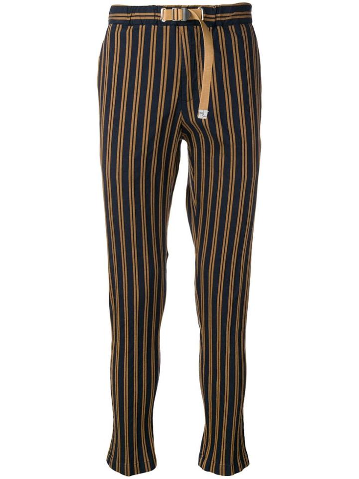 White Sand Striped Tapered Trousers - Blue