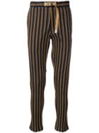 White Sand Striped Tapered Trousers - Blue