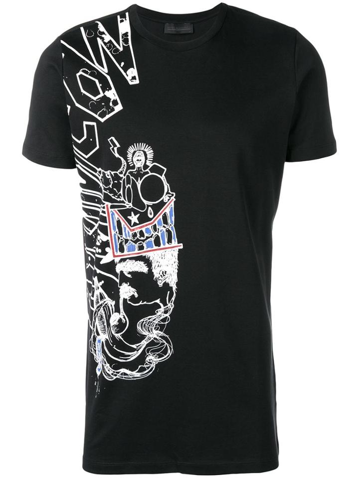Diesel Black Gold Long T-shirt With Graffiti Graphics