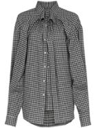 Y / Project Oversized Double Front Check Cotton Shirt - Grey